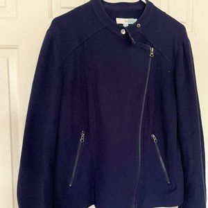 Boden Cotton and Wool Moto Jacket, Navy XL